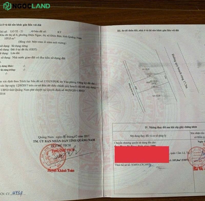 Đất khu đô thi số 4 Điện Nam Điện Ngọc Lo32-21 sổ đỏ