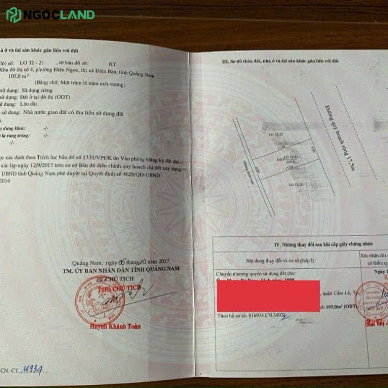 Đất khu đô thi số 4 Điện Nam Điện Ngọc Lo32-21 sổ đỏ